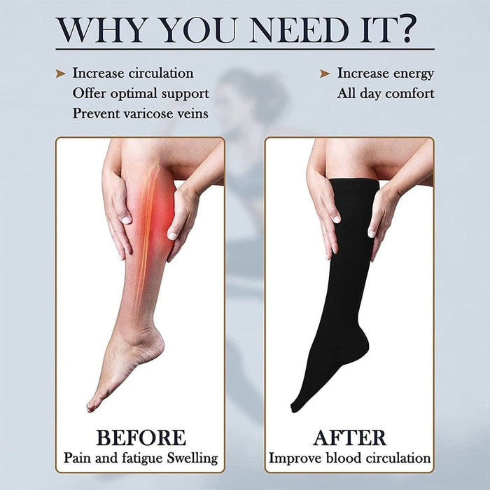 1pair Calf Compression Knee High Open Toe Socks for Women