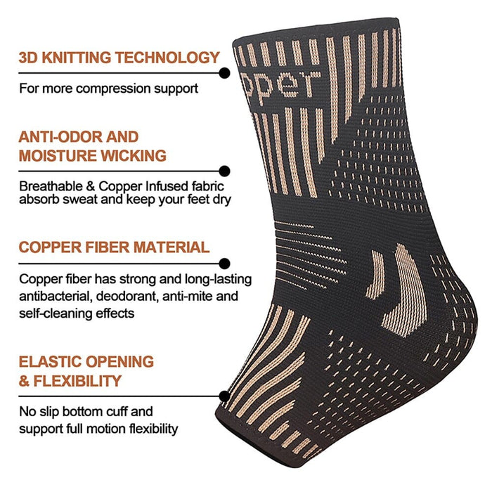 1pair Copper Infused Ankle Braces for Men Women Stabilizer