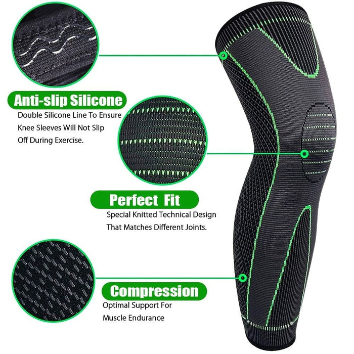 1pair Full Leg Compression Knee Sleeves Protector