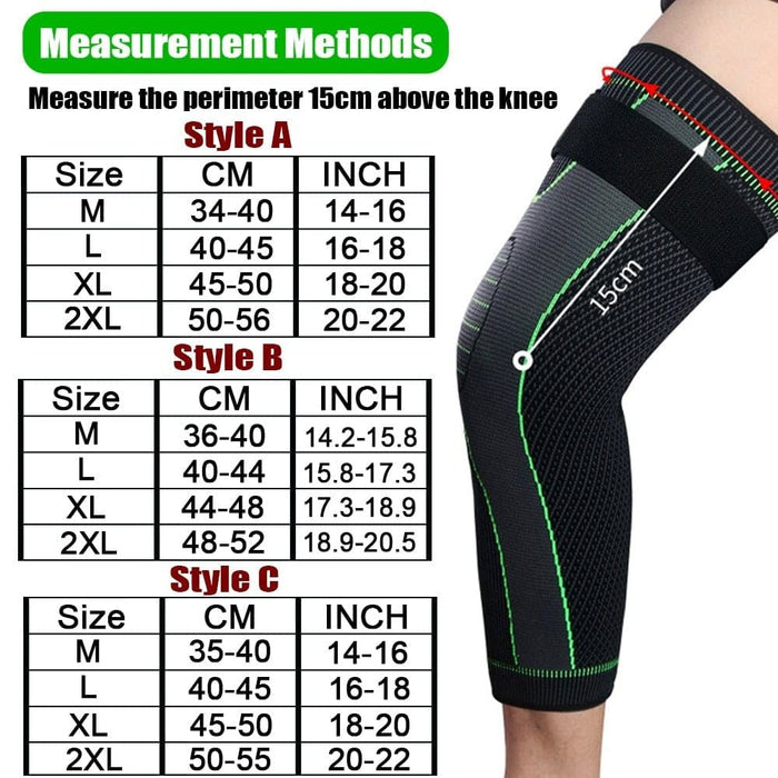 1pair Full Leg Compression Knee Sleeves Protector