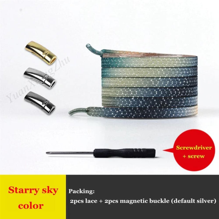 1pair Magnetic Elastic Colourful Flat no Tie Shoe Laces