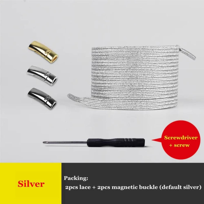 1pair Magnetic Elastic Colourful Flat no Tie Shoe Laces