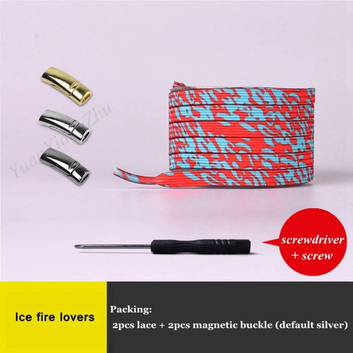 1pair Magnetic Elastic Colourful Flat no Tie Shoe Laces