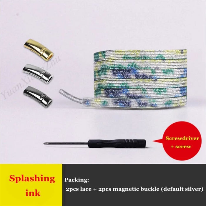 1pair Magnetic Elastic Colourful Flat no Tie Shoe Laces