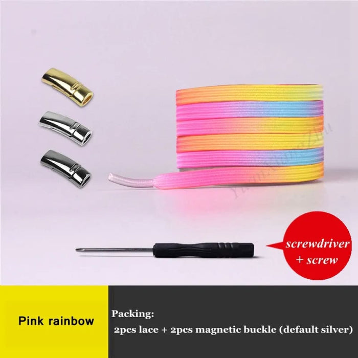 1pair Magnetic Elastic Colourful Flat no Tie Shoe Laces