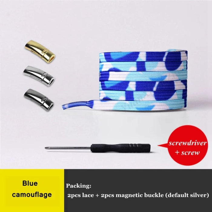 1pair Magnetic Elastic Colourful Flat no Tie Shoe Laces