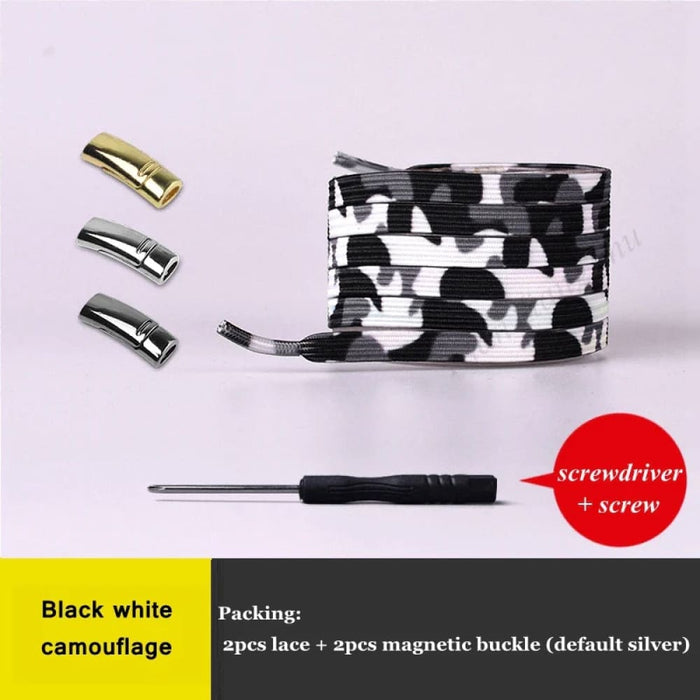 1pair Magnetic Elastic Colourful Flat no Tie Shoe Laces