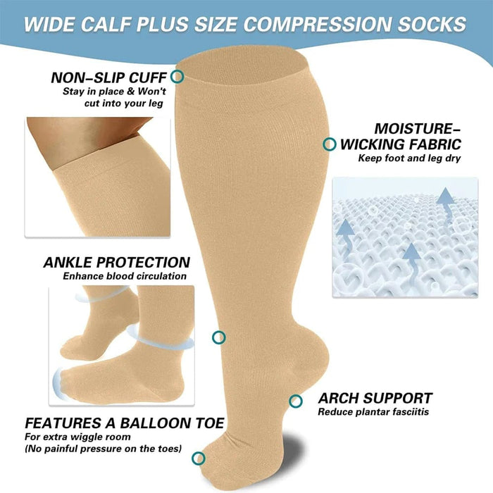 1pair Plus Size Sports Running Compression Socks for Men