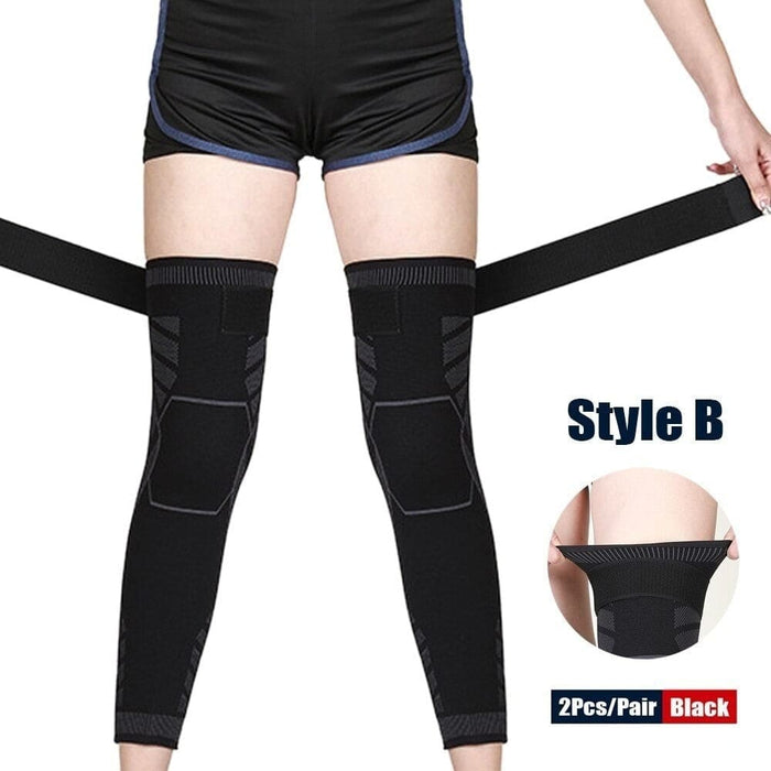 1pair Sport Full Leg Compression Knee Sleeves Protector