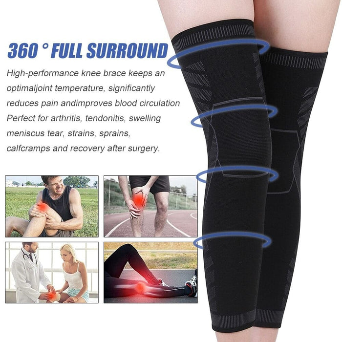 1pair Sport Full Leg Compression Knee Sleeves Protector