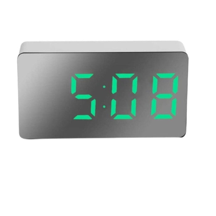 1pcs Green Led Mirror Table Clock Digital Alarm Snooze