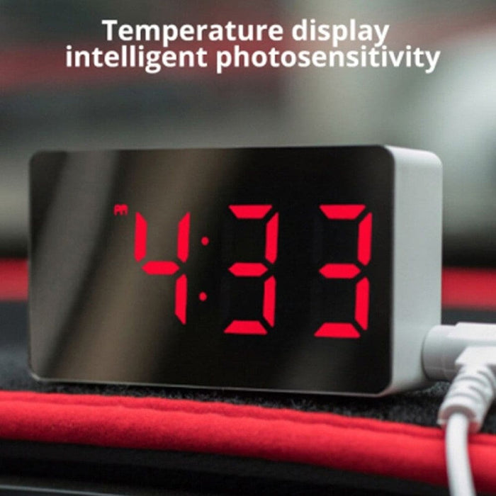 1pcs Green Led Mirror Table Clock Digital Alarm Snooze