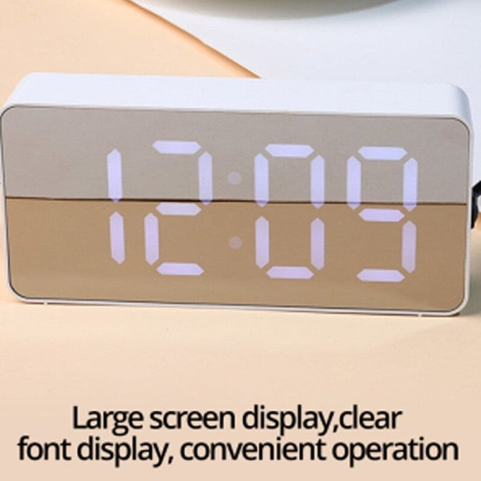 1pcs Green Led Mirror Table Clock Digital Alarm Snooze
