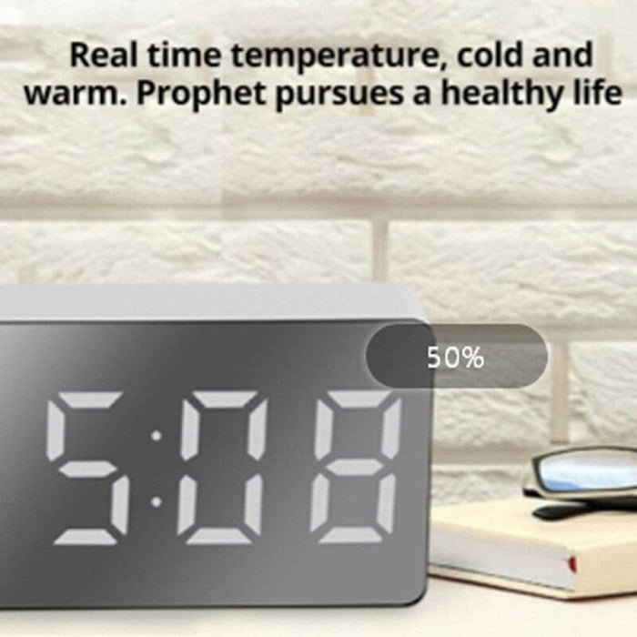1pcs Green Led Mirror Table Clock Digital Alarm Snooze