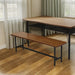 1x Dining Table + 1x Bench Set Steel Home Kitchen Farmhouse