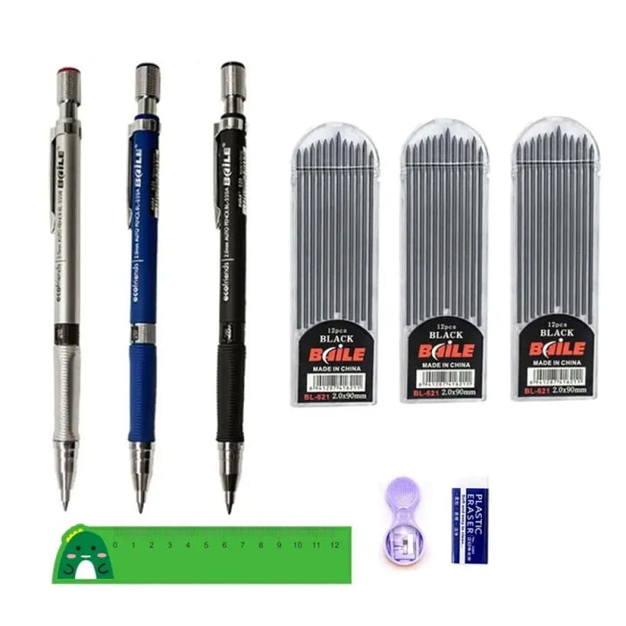 2.0mm Mechanical Pencil Set With 2b Lead Refill And Eraser