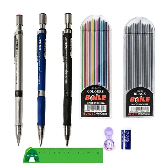 2.0mm Mechanical Pencil Set With 2b Lead Refill And Eraser