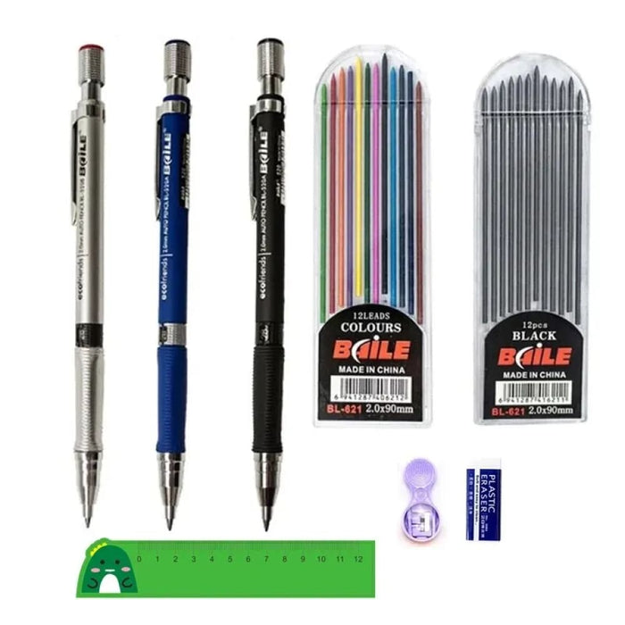 2.0mm Mechanical Pencil Set With 2b Lead Refill And Eraser