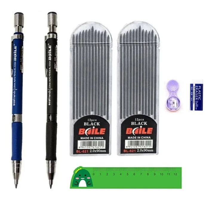 2.0mm Mechanical Pencil Set With 2b Lead Refill And Eraser