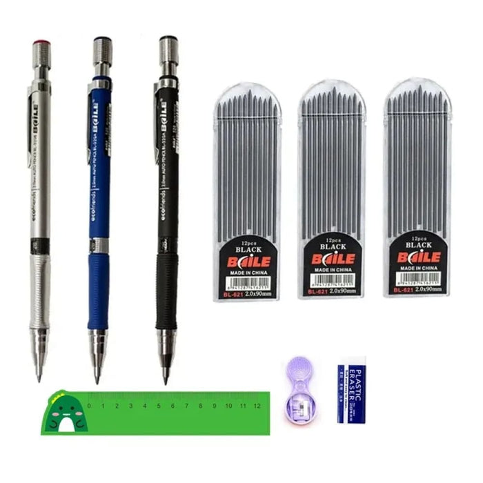 2.0mm Mechanical Pencil Set With 2b Lead Refill And Eraser