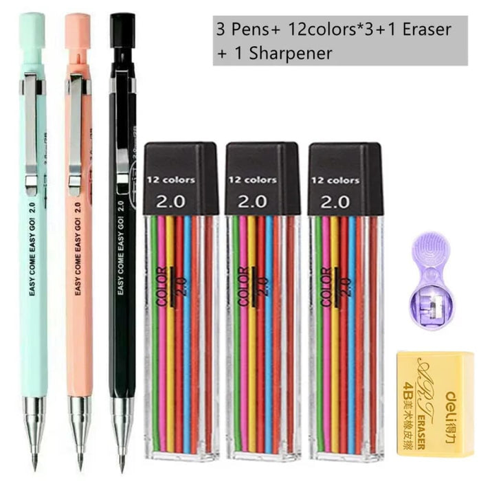 2.0mm Mechanical Pencil Set with 2b Lead Refill for Writing