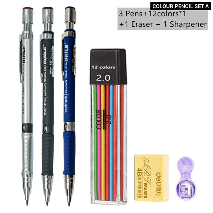 2.0mm Mechanical Pencil Set with 2b Lead Refill for Writing