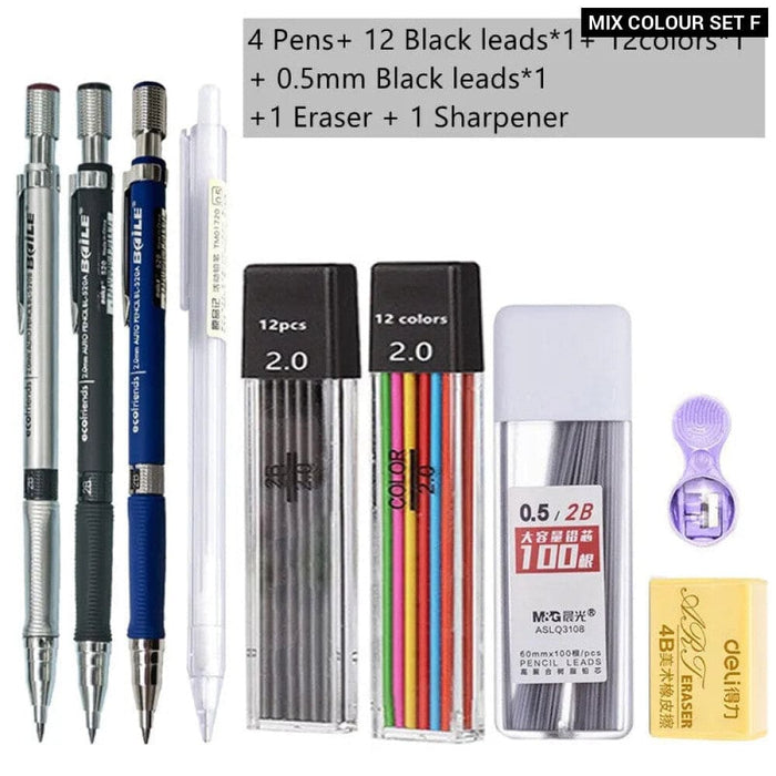 2.0mm Mechanical Pencil Set with 2b Lead Refill for Writing