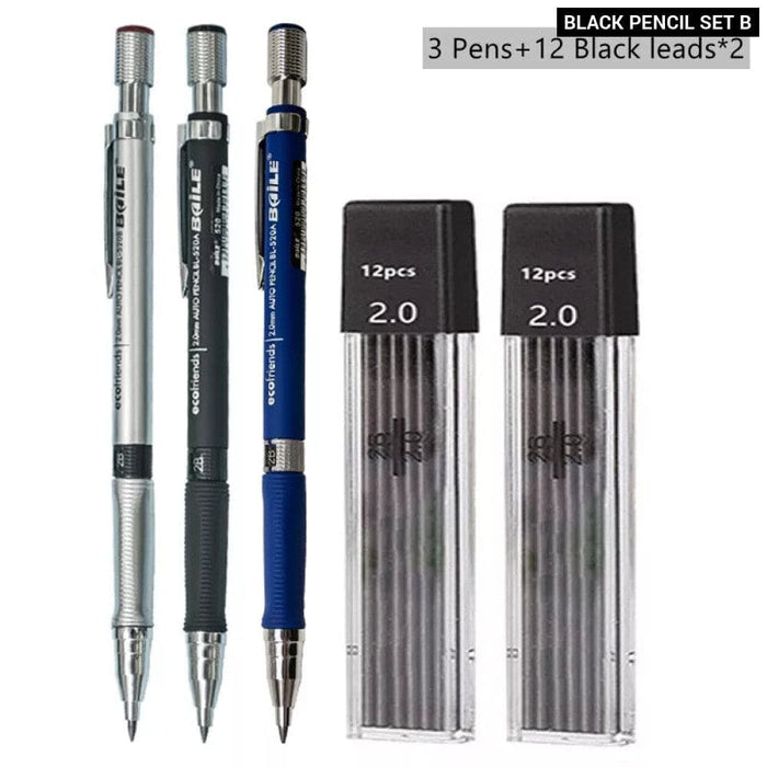 2.0mm Mechanical Pencil Set with 2b Lead Refill for Writing
