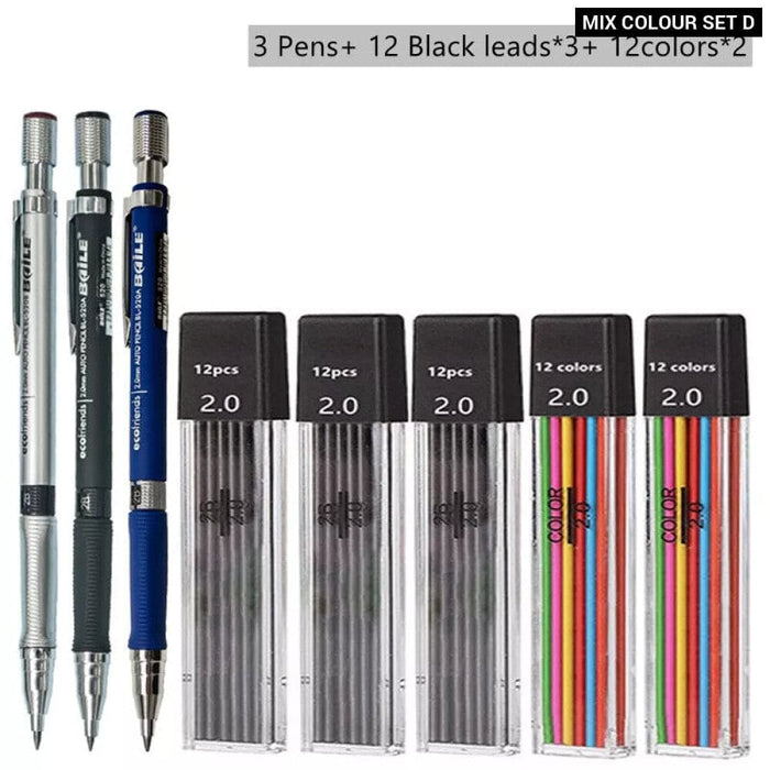 2.0mm Mechanical Pencil Set with 2b Lead Refill for Writing