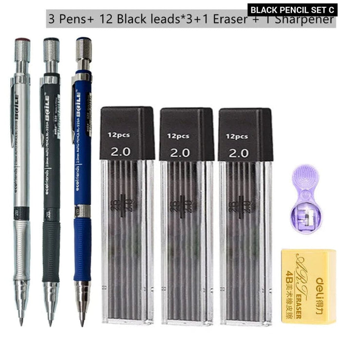 2.0mm Mechanical Pencil Set with 2b Lead Refill for Writing