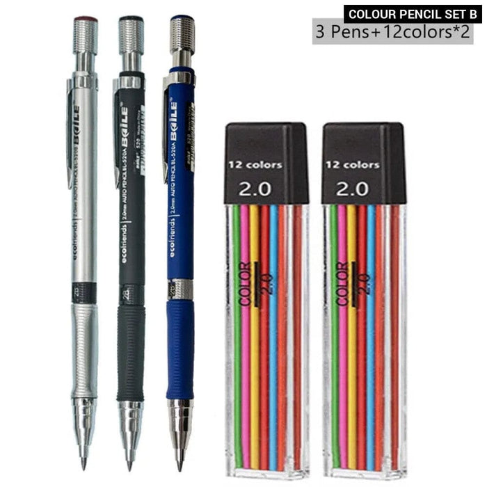 2.0mm Mechanical Pencil Set with 2b Lead Refill for Writing