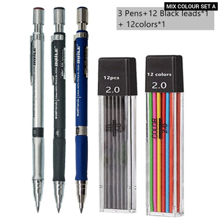 2.0mm Mechanical Pencil Set with 2b Lead Refill for Writing