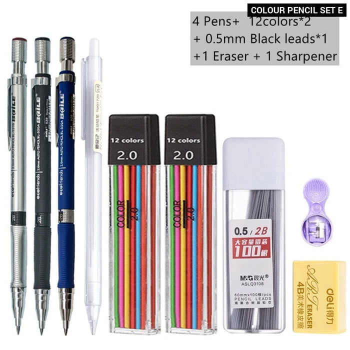 2.0mm Mechanical Pencil Set with 2b Lead Refill for Writing