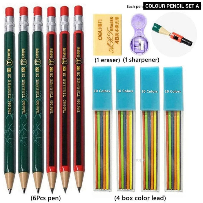 2.0mm Mechanical Pencil Set with Sharpener and Colour Leads
