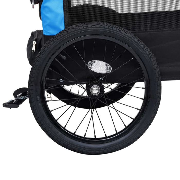 2 - in - 1 Pet Bike Trailer And Jogging Stroller Blue Black