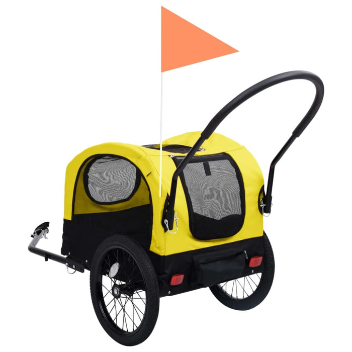2 - in - 1 Pet Bike Trailer And Jogging Stroller Yellow