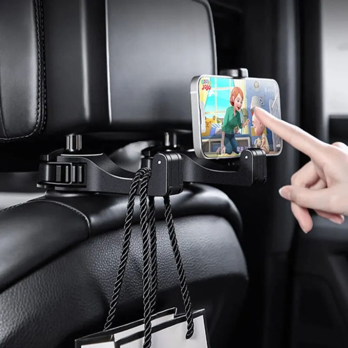 2 In 1 Car Hook With Hidden Rear Phone Holder