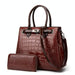 2 In 1 Crocodile Pattern Patent Leather Diagonal Handbags