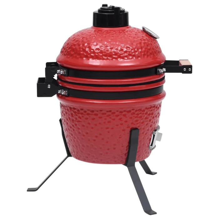 2-in-1 Kamado Barbecue Grill Smoker Ceramic 56 Cm Red Tolbkp