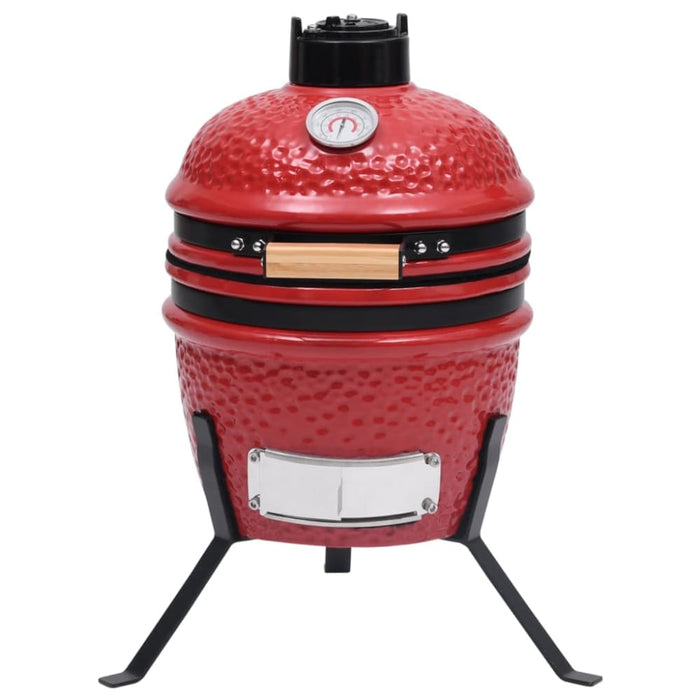 2-in-1 Kamado Barbecue Grill Smoker Ceramic 56 Cm Red Tolbkp