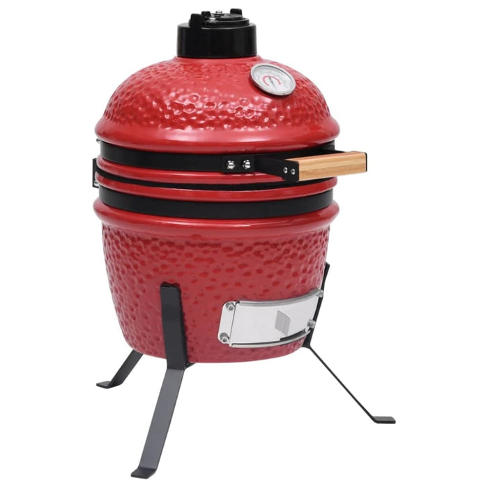 2-in-1 Kamado Barbecue Grill Smoker Ceramic 56 Cm Red Tolbkp