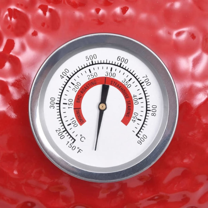 2-in-1 Kamado Barbecue Grill Smoker Ceramic 56 Cm Red Tolbkp