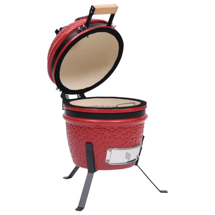 2-in-1 Kamado Barbecue Grill Smoker Ceramic 56 Cm Red Tolbkp