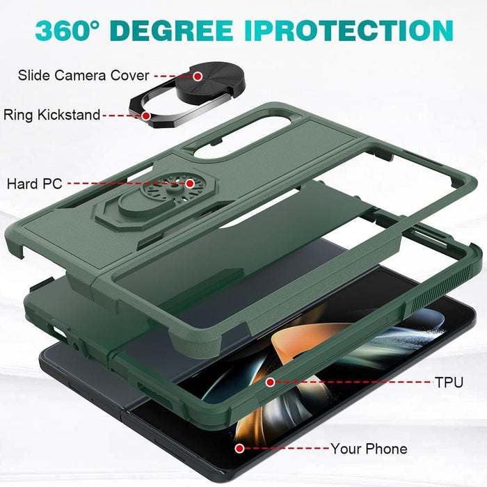 2 In 1 Pc Tpu Shockproof Case With Ring For Galaxy z Fold 4