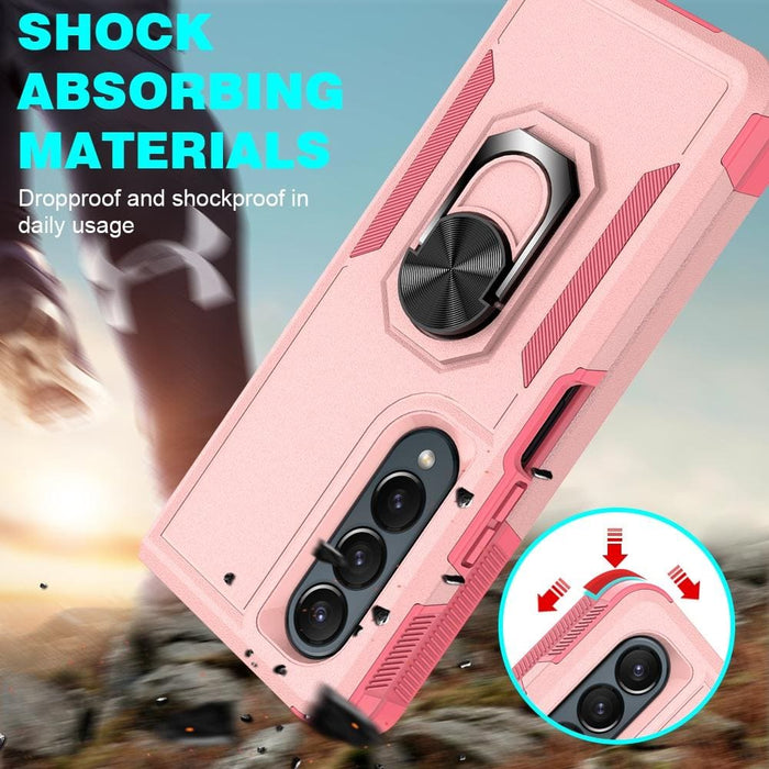 2 In 1 Pc Tpu Shockproof Case With Ring For Galaxy z Fold 4