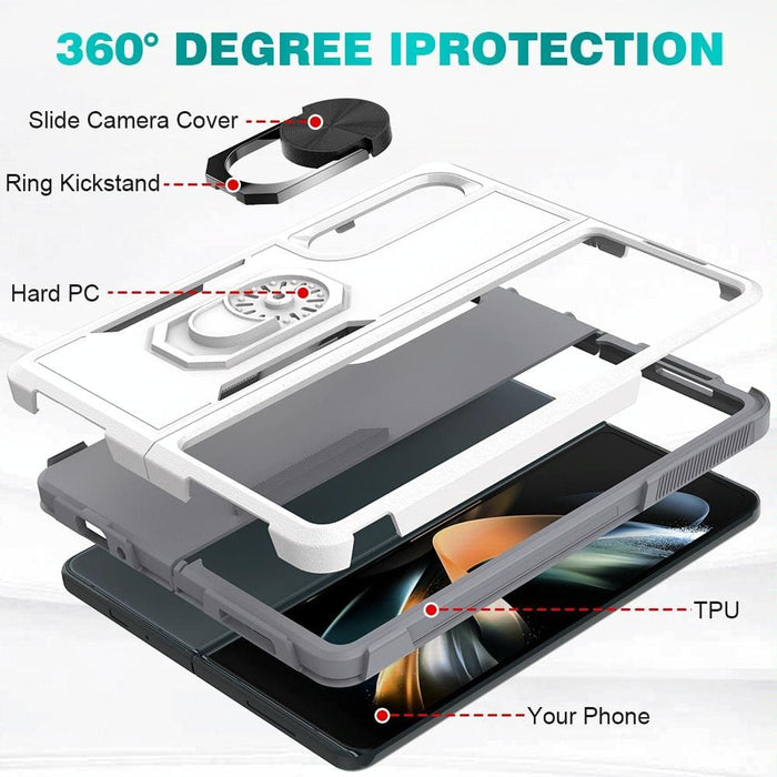 2 In 1 Pc Tpu Shockproof Case With Ring For Galaxy z Fold 4