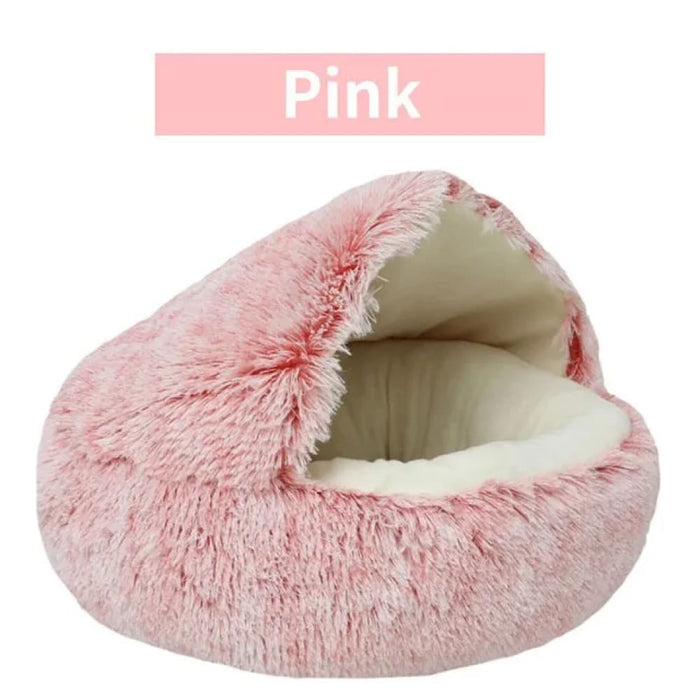 2 in 1 Pet Bed for Small Dogs Plush Round Nest with Cover