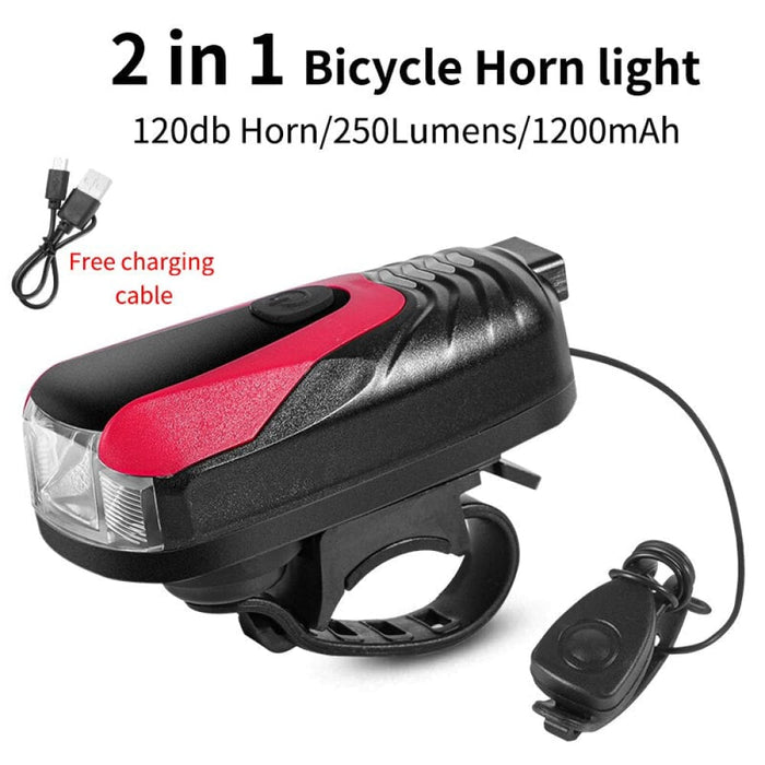 2 In 1 Usb Rechargeable Horn Light For Bicycle