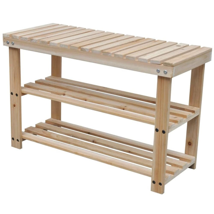 2-in-1 Shoe Rack with Bench Top 2 Pcs Solid Wood Xilbab
