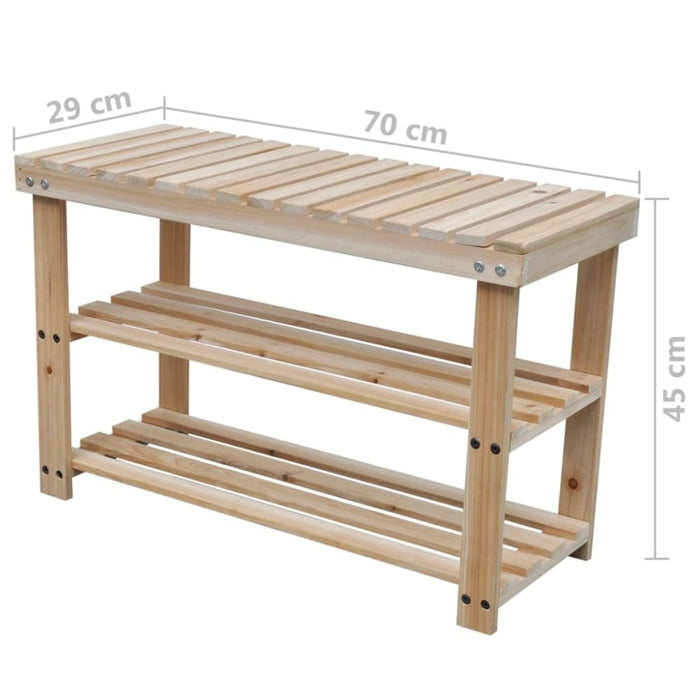 2-in-1 Shoe Rack with Bench Top 2 Pcs Solid Wood Xilbab